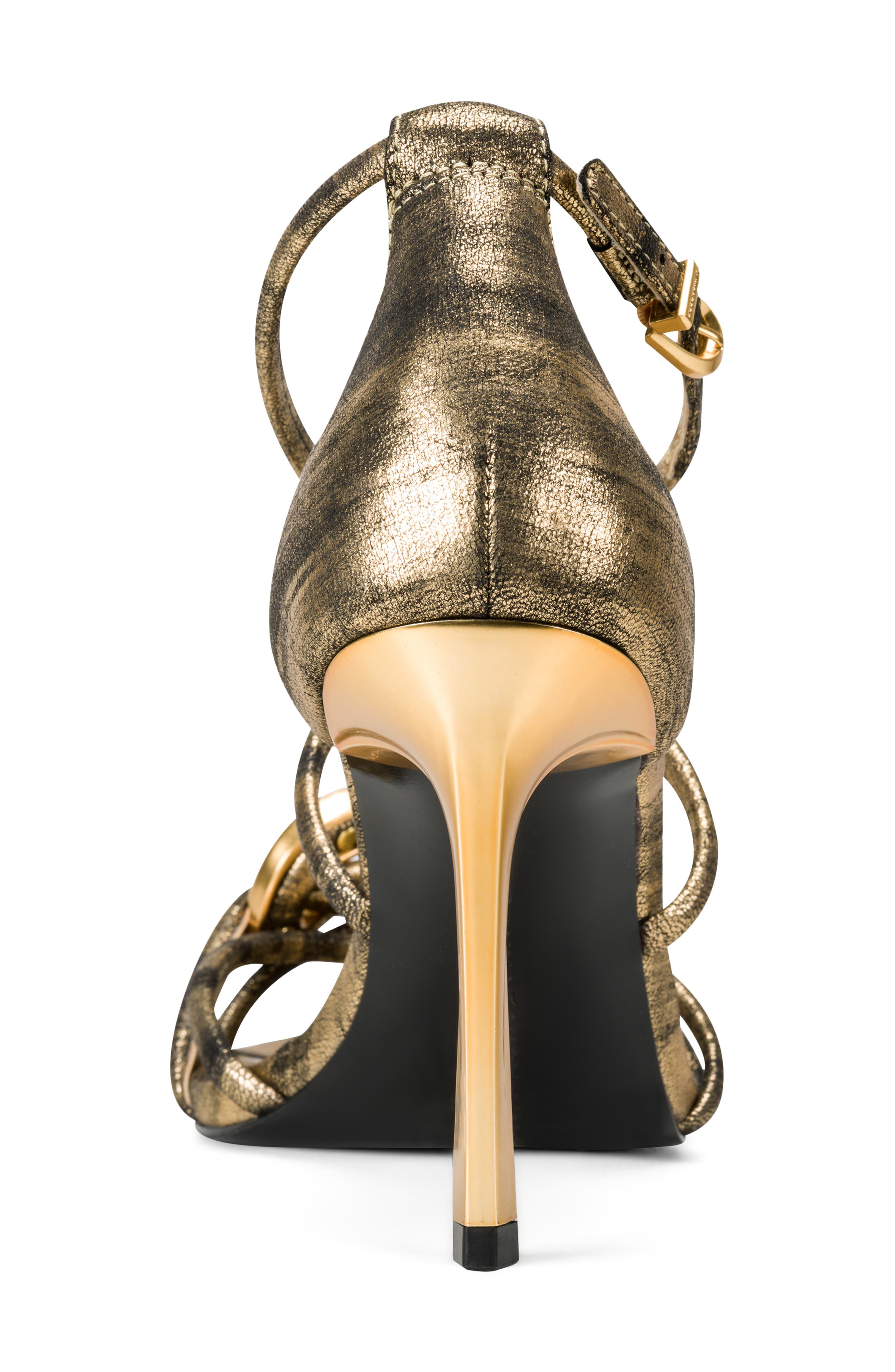 Sarah Ankle Strap Sandal, Alternate, color, BLK/ GOLD