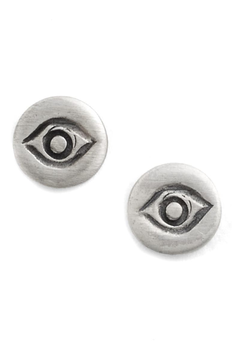 'Eye of Protection' Stud Earrings, Main, color, SILVER
