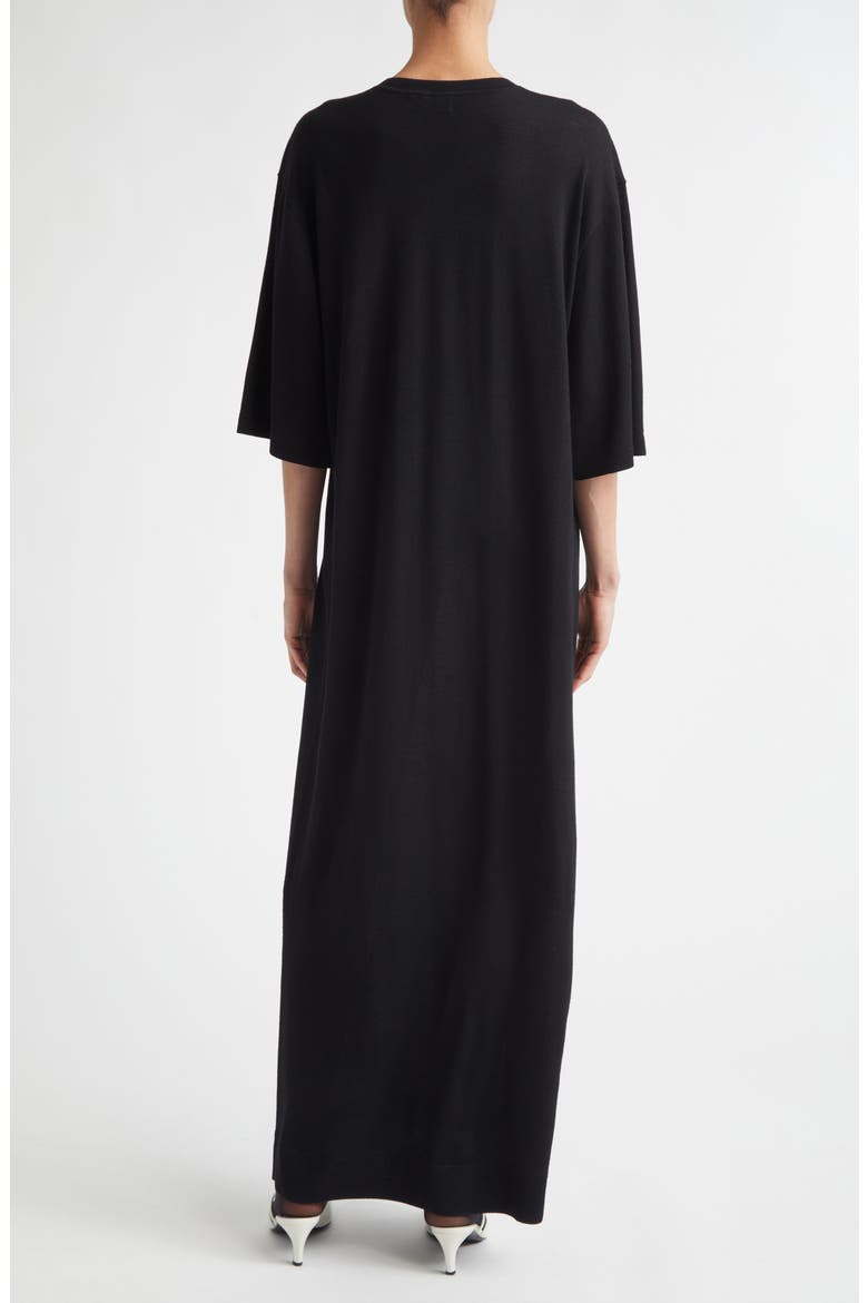 Merino Wool T-Shirt Sweater Dress, Alternate, color, BLACK