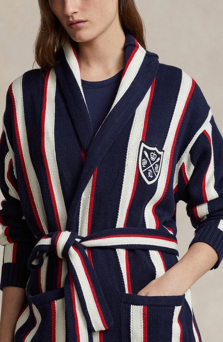 Polo Ralph Lauren Oversize Stripe Linen & Cotton Cardigan, Alternate, color,