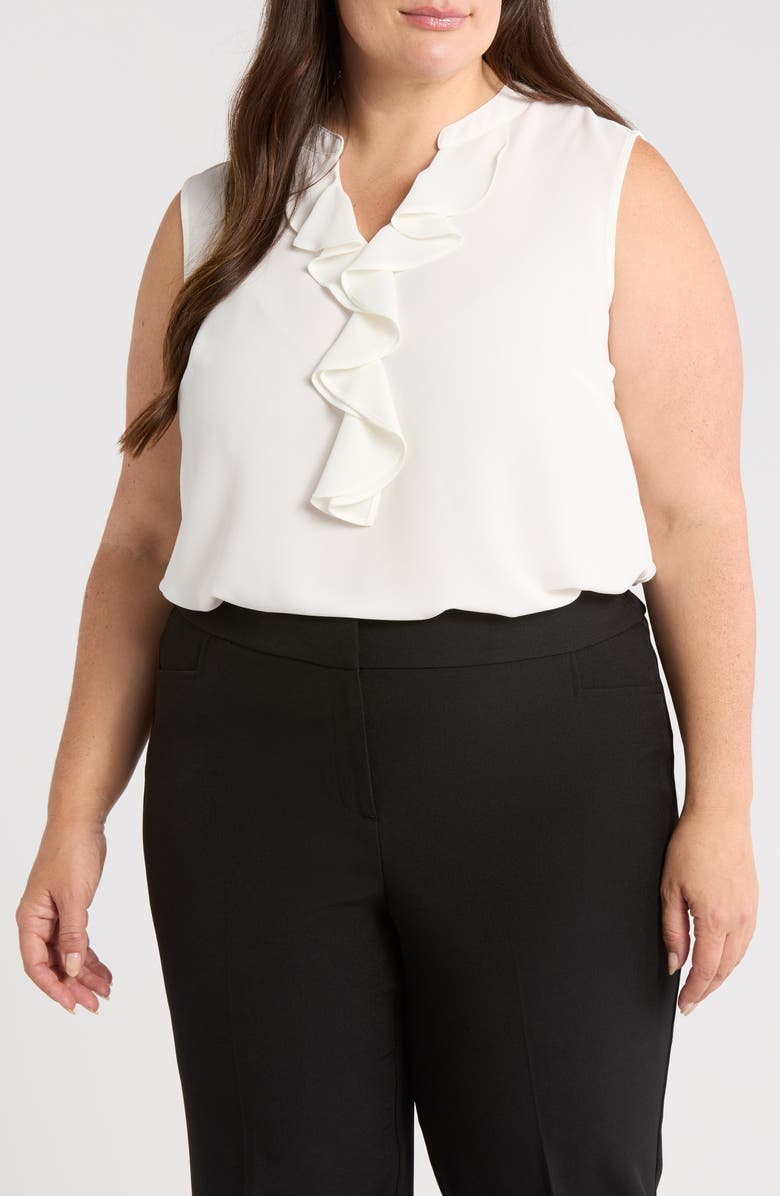 KASPER Ruffle Front Sleeveless Top, Main, color, 