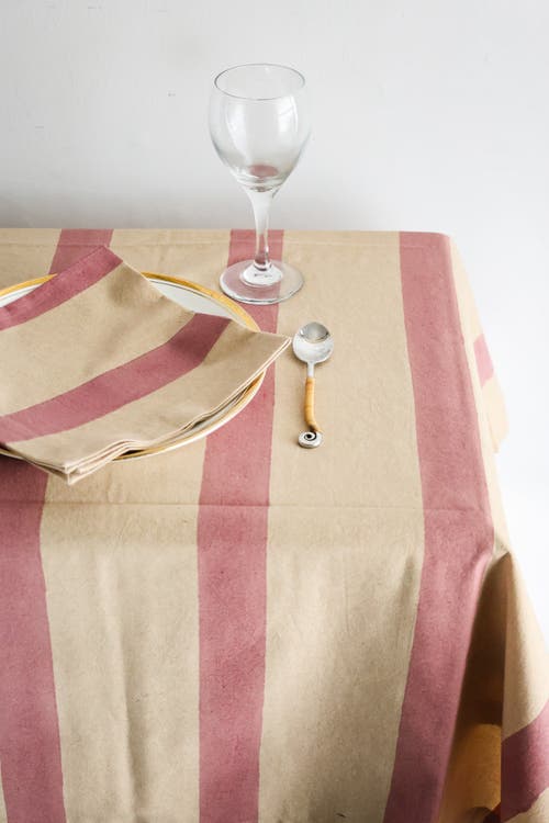 Ninéh Oh! Stripes (lime) Block Print Napkins, Set Of 4 In Pink