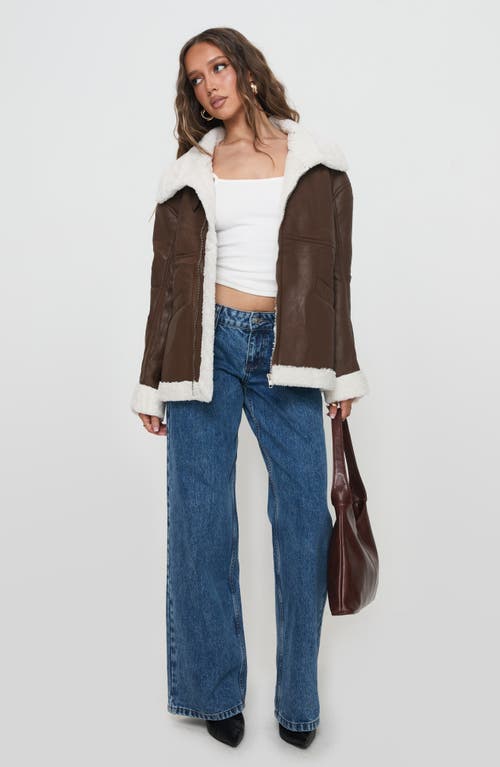 Princess Polly Jadu Faux Shearling Lined Faux Leather Jacket