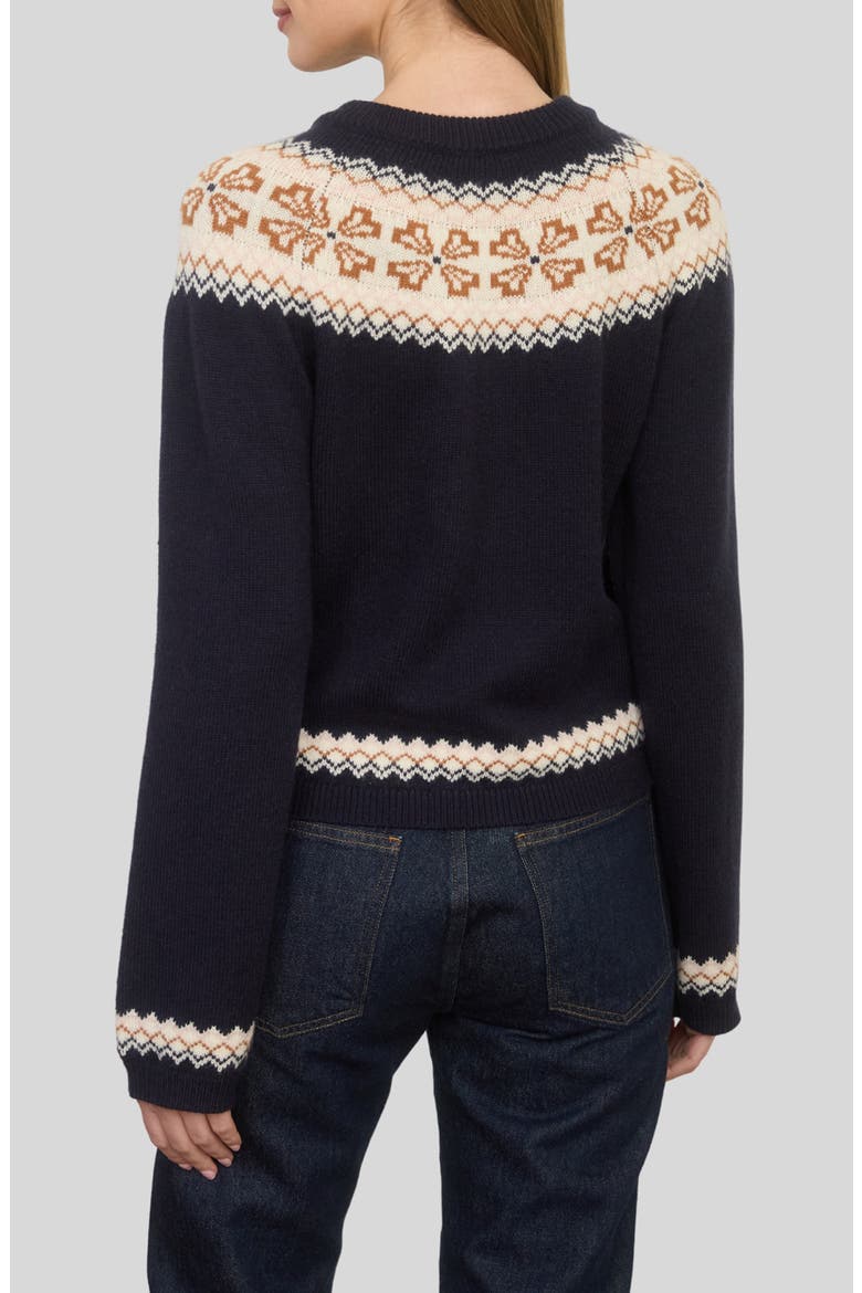 Fair Isle Button Cardigan, Alternate, color, NAVY
