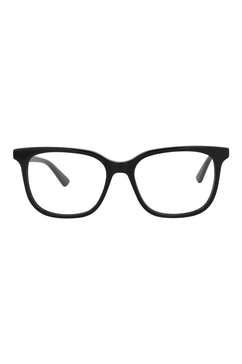 52mm Square Optical Glasses, Main, color, BLACK BLACK TRANSPARENT