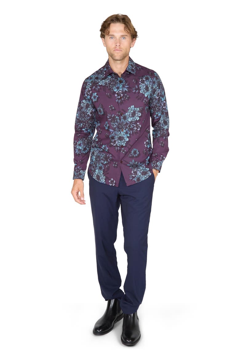 Nicoli Button-Up Shirt, Alternate, color, Valencia Floral Plum