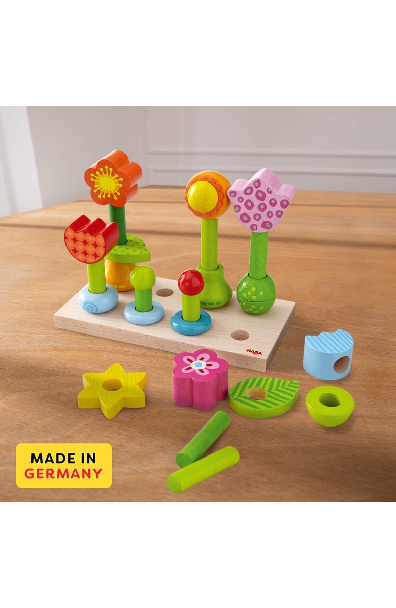 HABA Flower Garden Wooden Sorting & Shape Sorter Game Montessori Toys for 2 Year Old, Fine Motor Stacking Toys for Toddlers 1-3, Made in Germany, Alternate, color, Multi