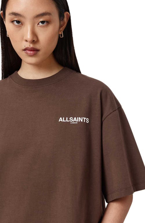 Allsaints Guardian Amelie Oversize Cotton Graphic T-shirt In Brown