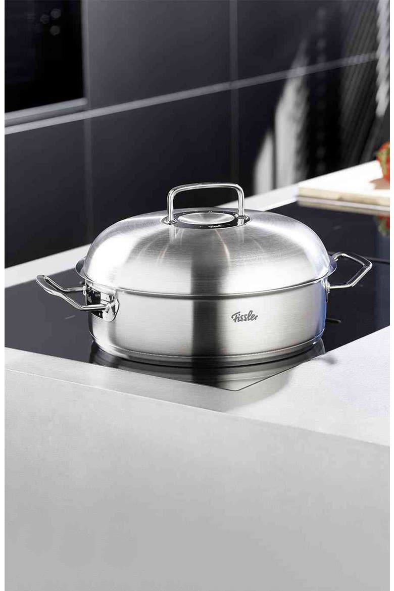 Original-Profi Collection Stainless Steel Quart Round Roaster with High Dome Metal Lid, Alternate, color, Stainless Steel