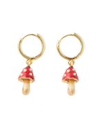 Fable England Enamel Mushroom Huggie Earrings