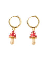 Fable England Enamel Mushroom Huggie Earrings