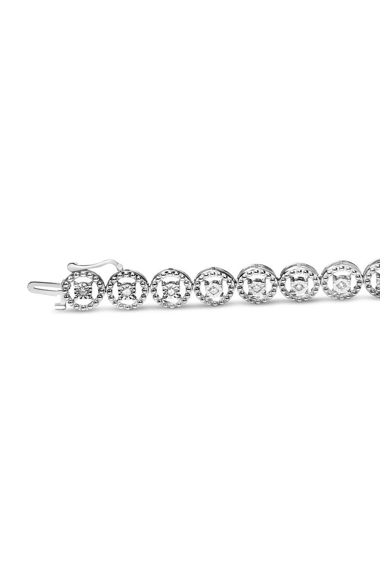 Silver 1/2 Ctw Diamond Nested Circle Miracle Set Open Wheel Link Bracelet, Alternate, color, White