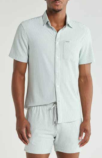 Seersucker Knit Short Sleeve Button-Down Shirt