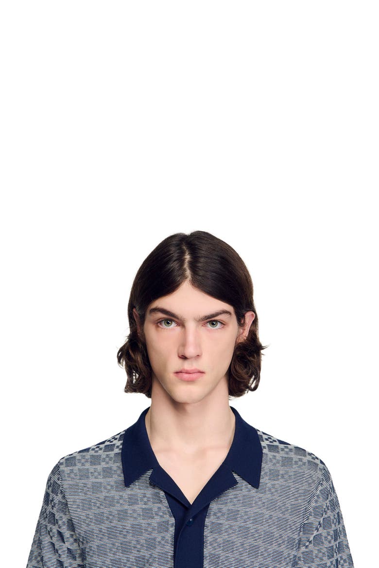 Square Cross jacquard shirt, Alternate, color, Navy blue
