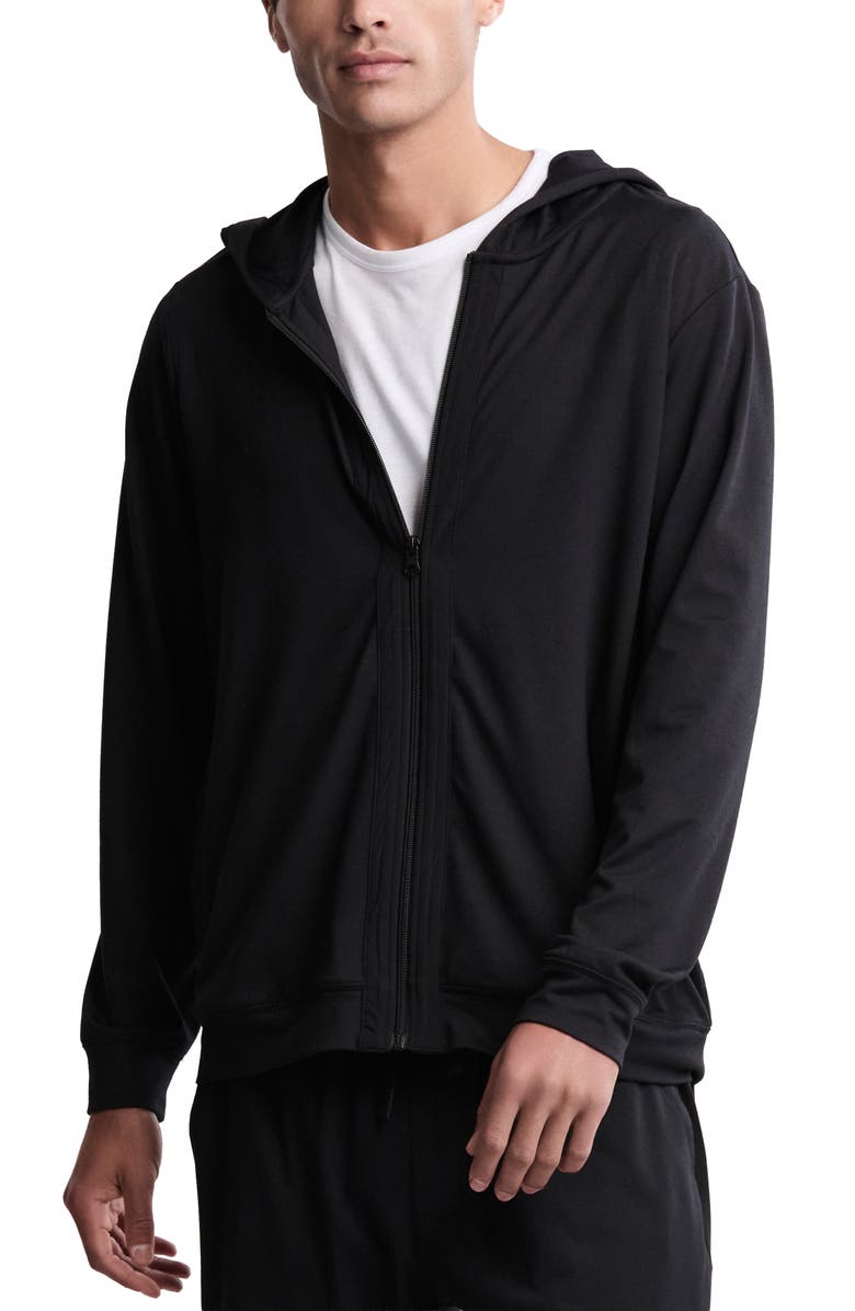 Barefoot Dreams<sup>®</sup> Malibu Collection<sup>®</sup> Butterchic Zip Hoodie, Main, color, Black
