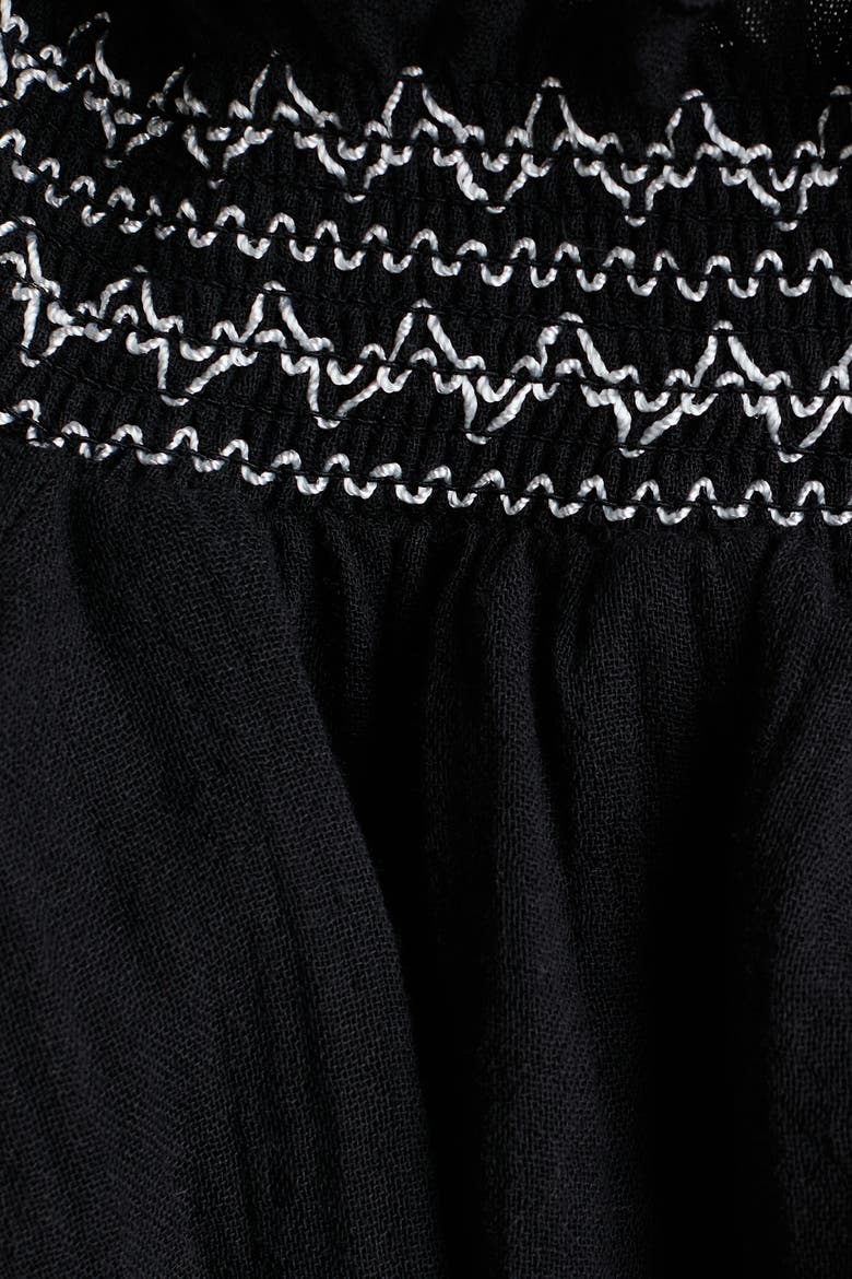 Smock-detail Muslin Top, Alternate, color, Black