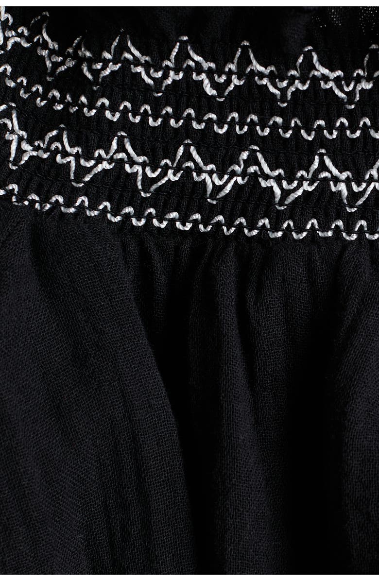 H&M Smock-detail Muslin Top, Alternate, color, Black