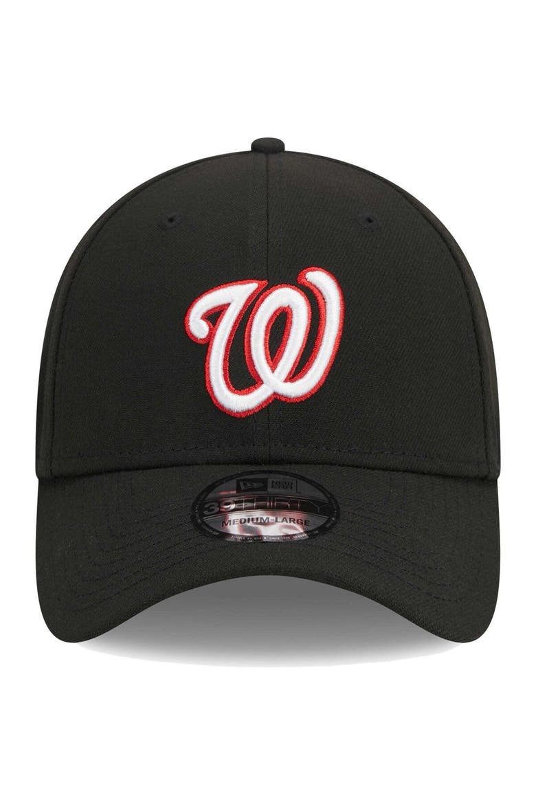 Men's New Era Black Washington Nationals Logo 39THIRTY Flex Hat, Alternate, color, Black