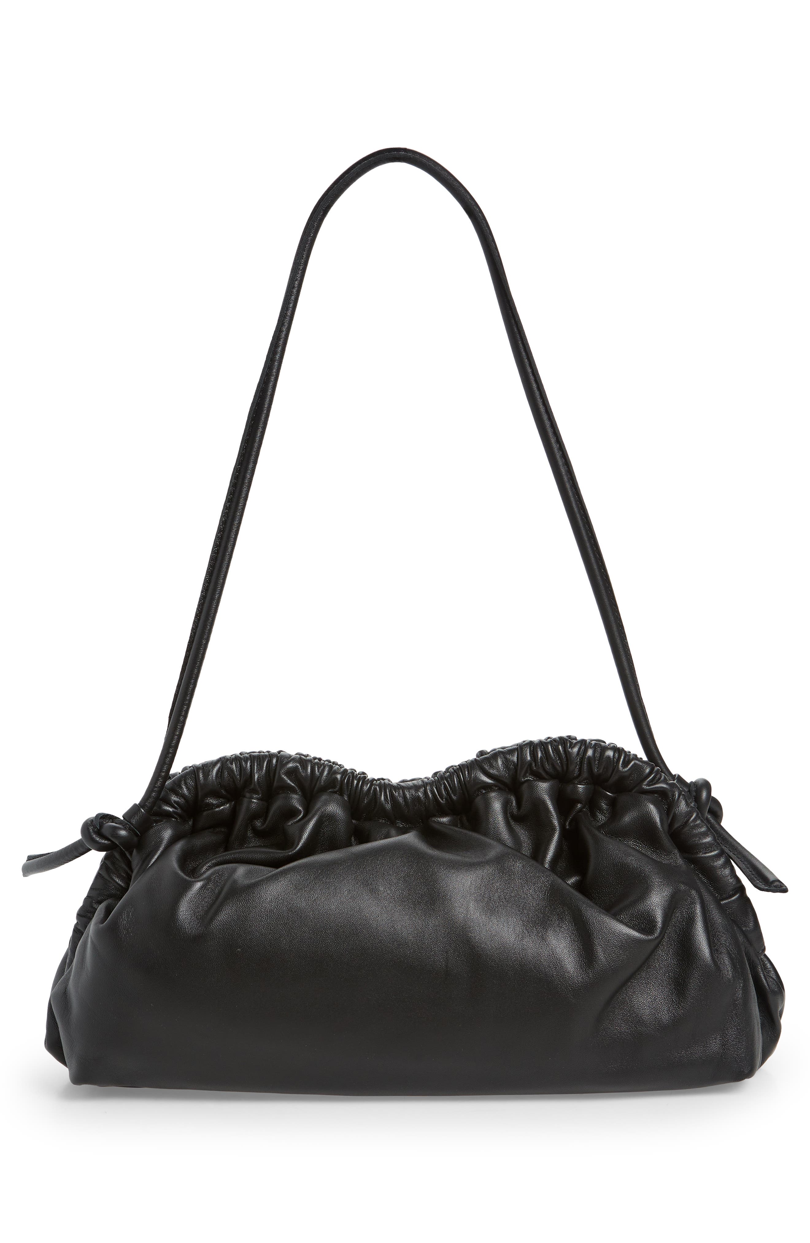 Mansur Gavriel Small Cloud Leather Clutch, Alternate, color, Black/ Flamma