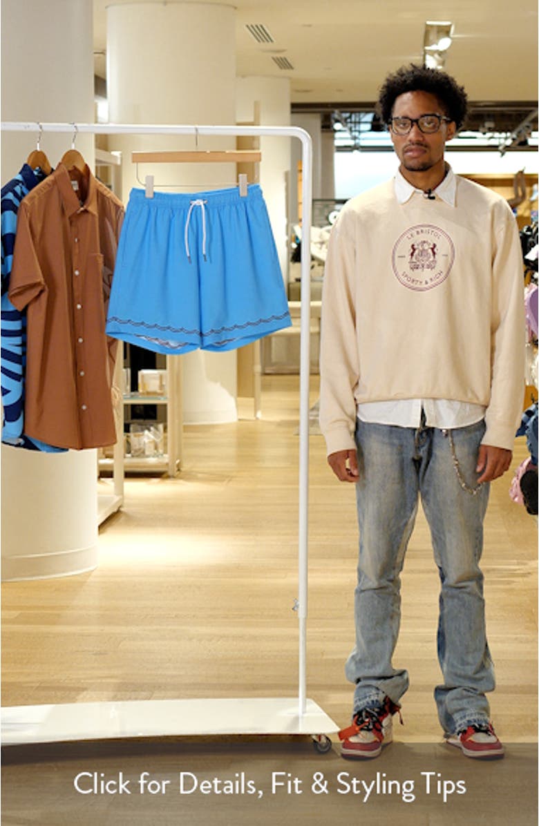 Wavy Stitch Embroidered Performance Swim Trunks, sales video thumbnail