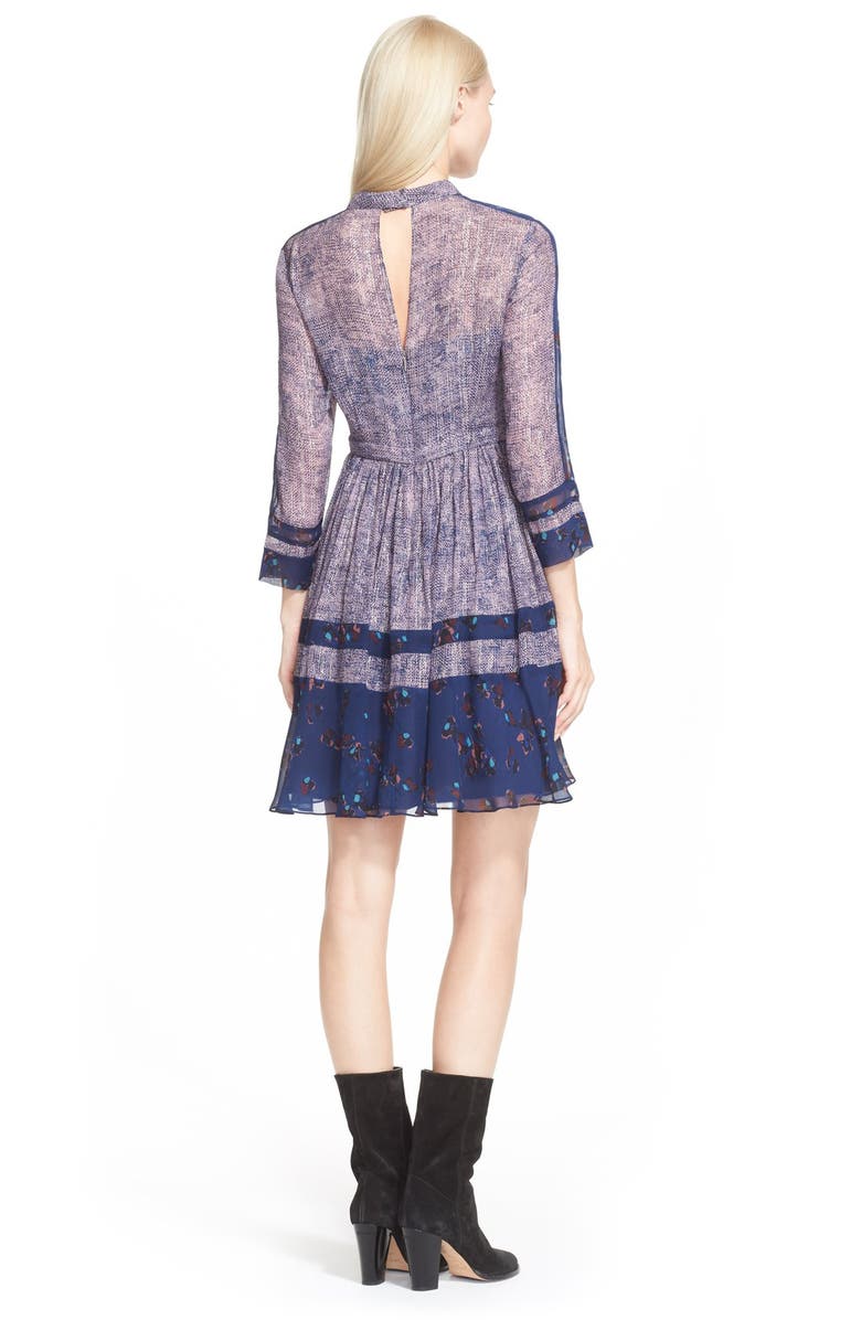 Rebecca Taylor Static Print Silk Blend Dress, Alternate, color,