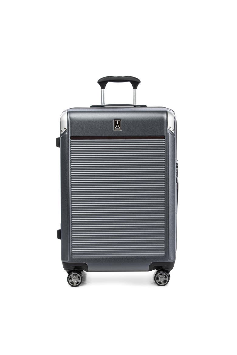 Platinum Elite Hardside Expandable 25" Medium Checked Spinner Luggage, Main, color, Vintage Grey