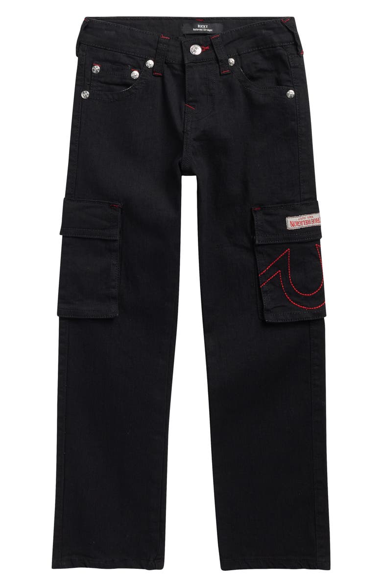 True Religion Kids' Ricky Cargo Jeans, Main, color, Black