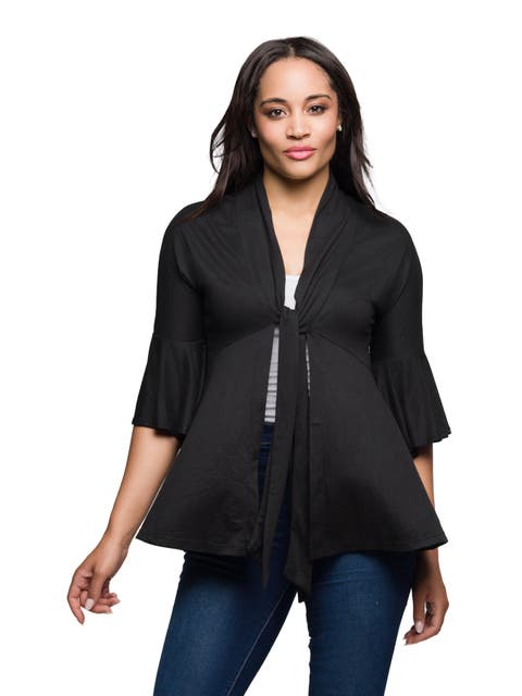 Tie Front Bell Sleeve Cardigan