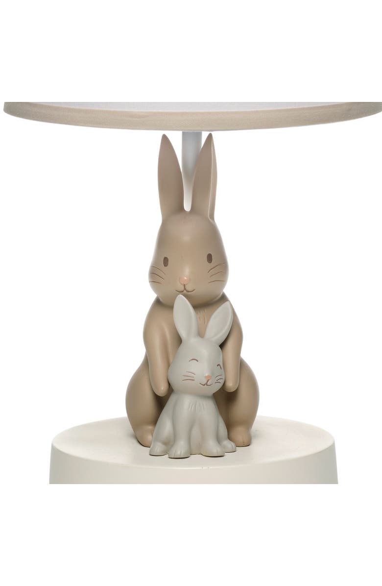 Lambs & Ivy Signature Bunny Hop Hand-Painted Resin Rabbits Lamp with Shade, Alternate, color, Cream