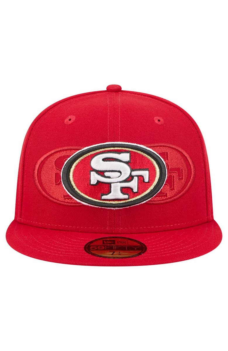 New Era Men's New Era Scarlet San Francisco 49ers Tri-Hit 59FIFTY Fitted Hat, Alternate, color, Scarlet