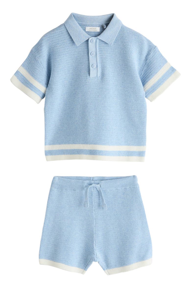 Stripe Polo Sweater & Shorts Set, Main, color, BLUE