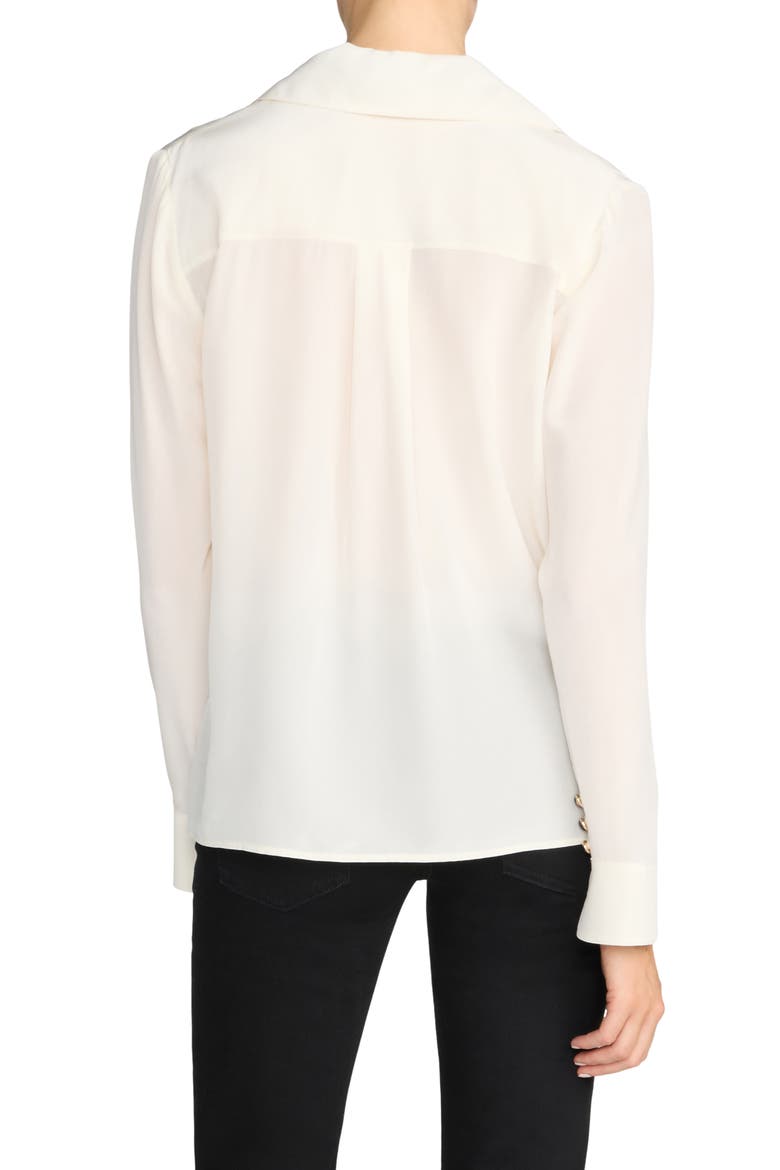 The Contrast Tie Silk Shirt, Alternate, color, CREAM