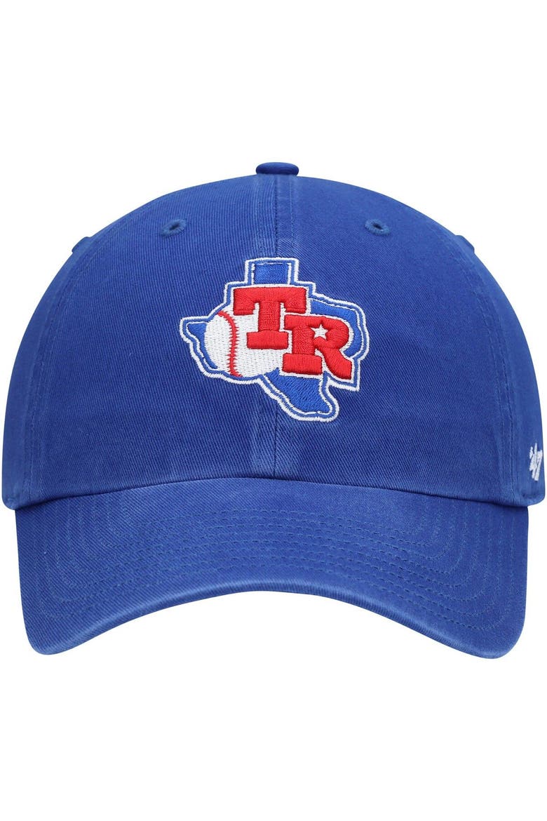 Men's '47 Royal Texas Rangers Team Logo Cooperstown Collection Clean Up Adjustable Hat, Alternate, color, Royal