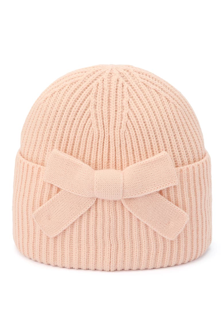 Bow Rib Beanie, Main, color, ENGLISH ROSE