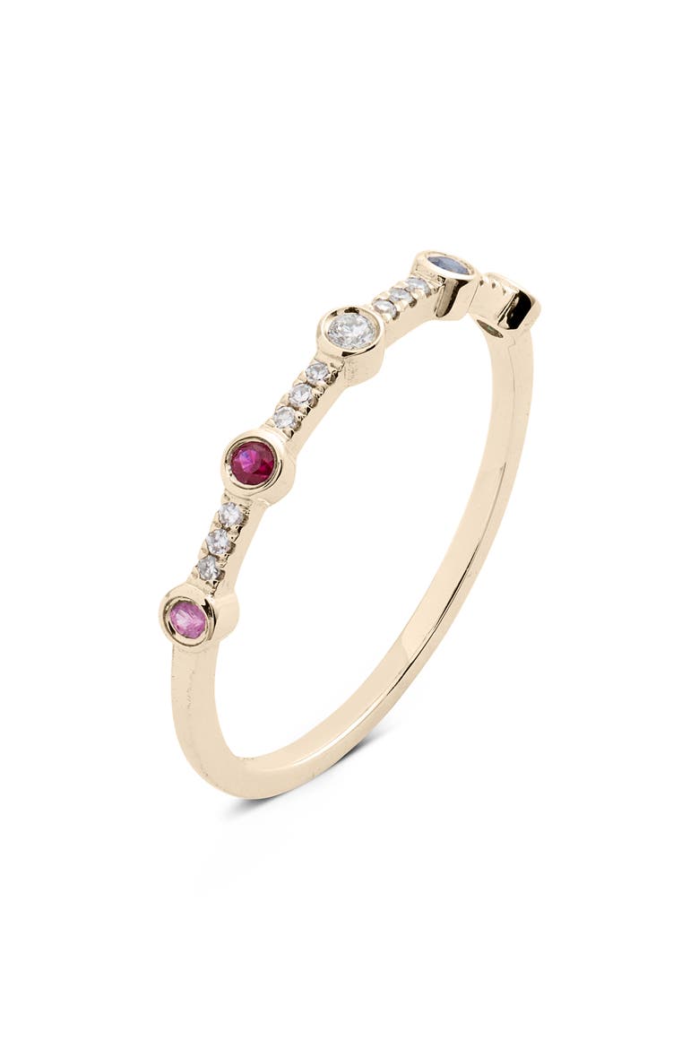 5-Bezel Rainbow Diamond Stack Ring, Main, color, YELLOW GOLD