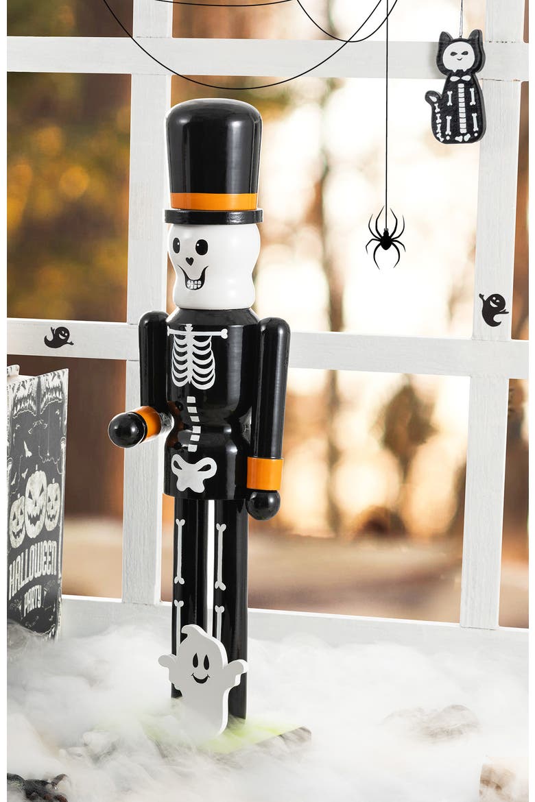 Halloween Wood Skeleton with Ornament Nutcrackers, Alternate, color, White