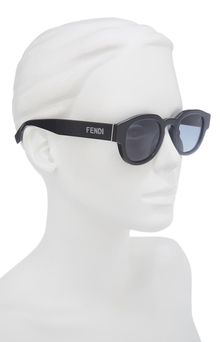 Fendi Signature 48mm Small Phantos Sunglasses, Alternate, color, Shiny Black / Smoke