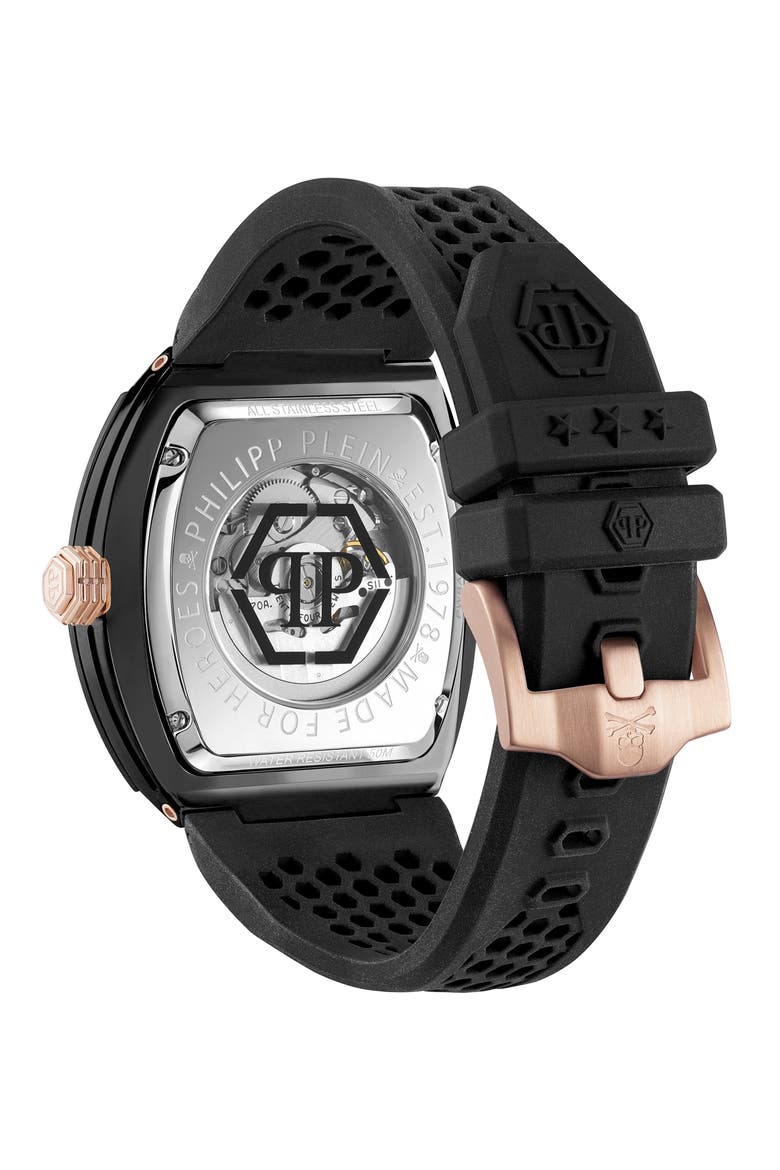 The $keleton Ceramic Silicone Strap Watch, 44mm, Alternate, color, BLACK CERAMIC