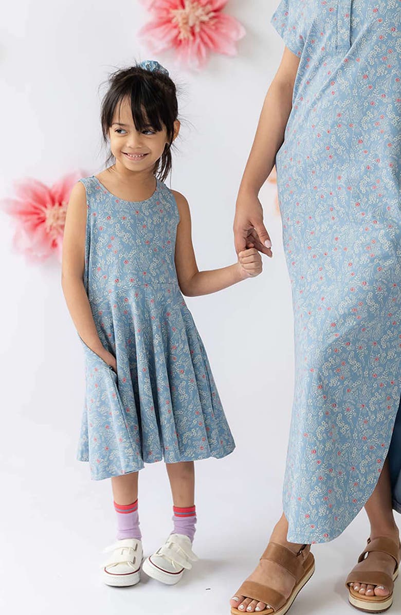 Mightly Organic Cotton Sleeveless Solid Twirl Dress, Alternate, color,