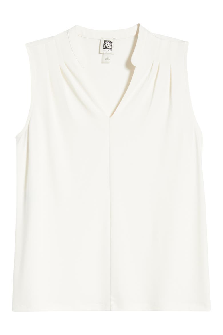 Pleat Shoulder Sleeveless Top, Alternate, color, WHITE DOVE