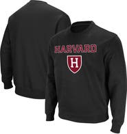 COLOSSEUM Men's Colosseum Black Harvard Crimson Team Arch & Logo Tackle Twill Pullover Sweatshirt