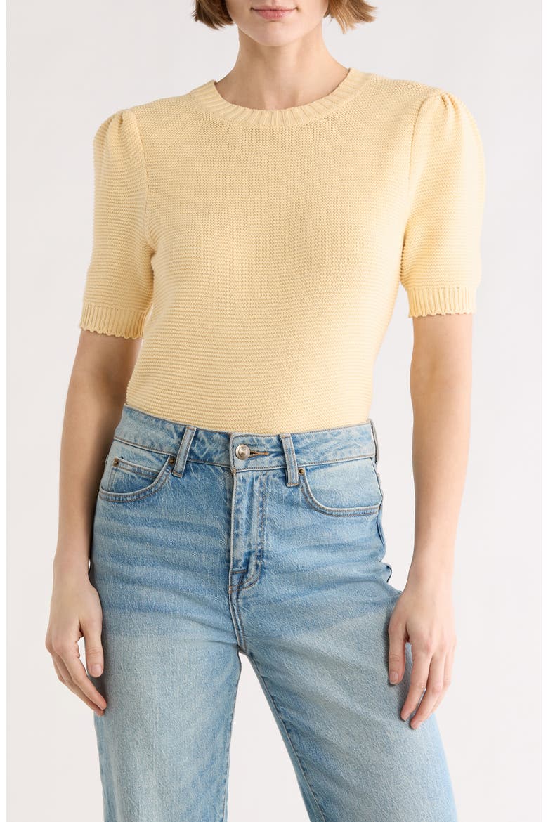 Textured Stitch Short Sleeve Sweater, Main, color, BEIGE GELATO