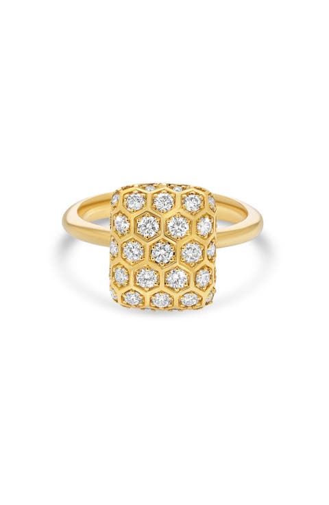 Honeycomb Diamond Square Ring