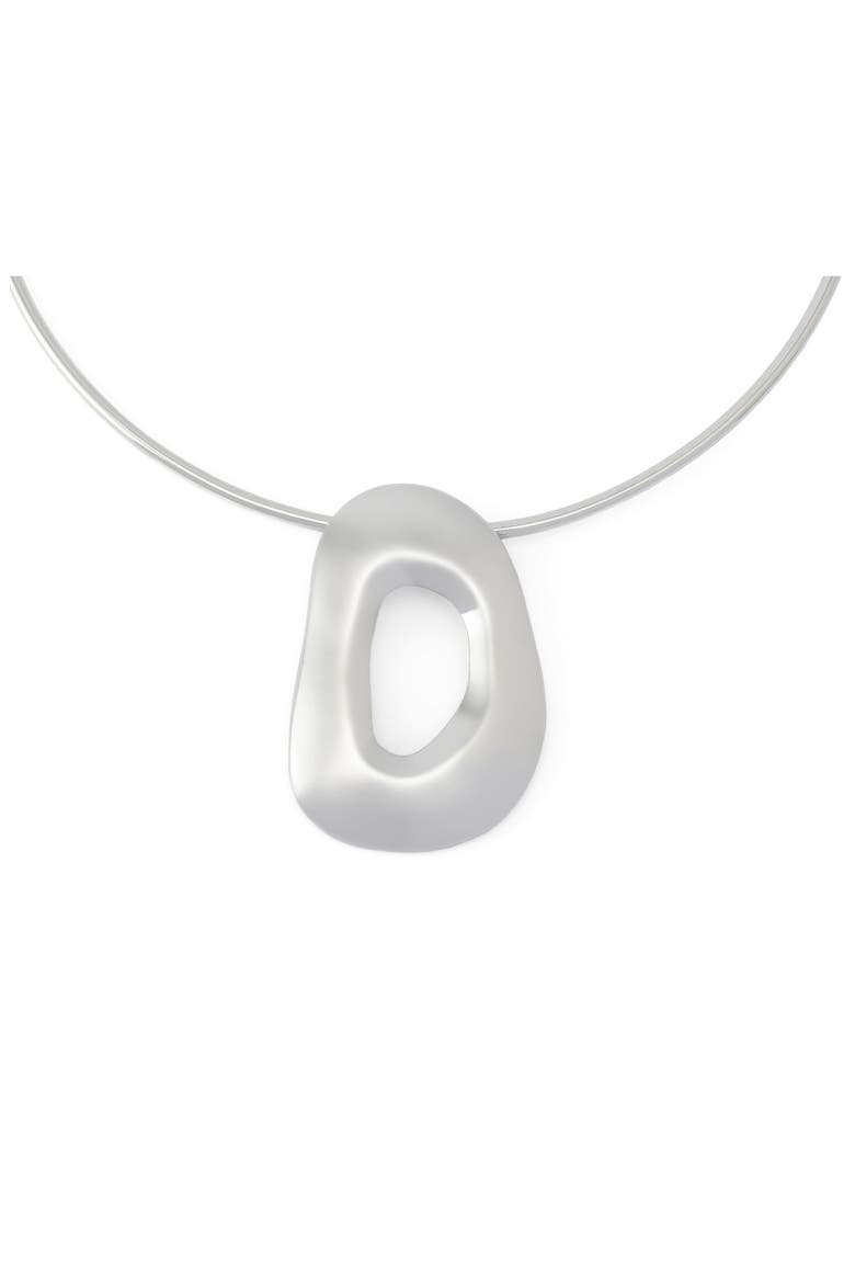 Sculptural Pendant Necklace, Alternate, color, RHODIUM