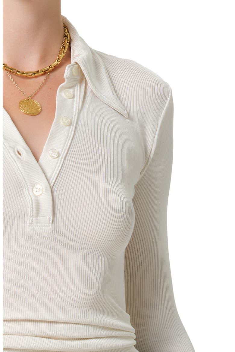 Shaea Long Sleeve Rib Polo, Alternate, color, PASHMINA OFF WHITE