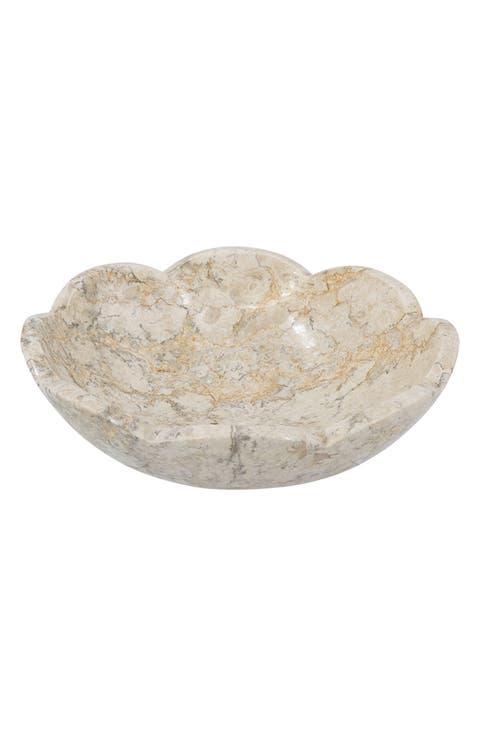 Scalloped Marble Decorative Bowl