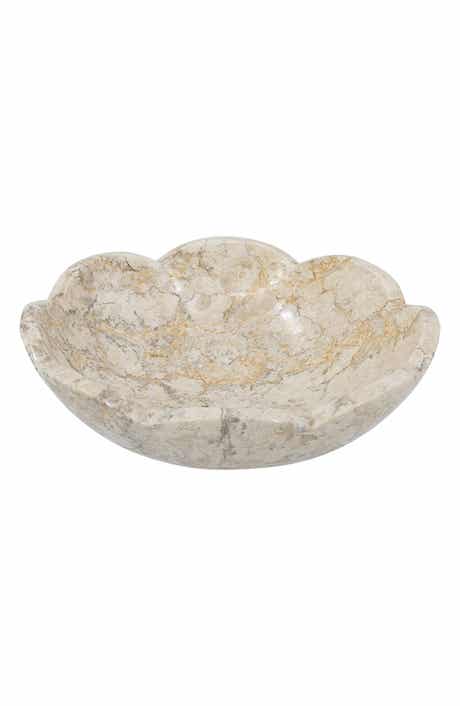 R16 HOME Scalloped Marble Decorative Bowl