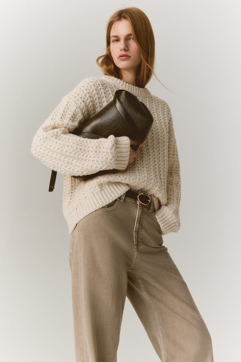 Cable-knit Jumper, Alternate, color, Light beige