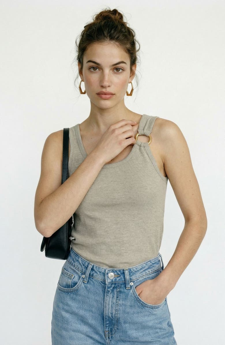 VERO MODA Kiki Scoop Neck Tank, Alternate, color, Birch Detailmelange