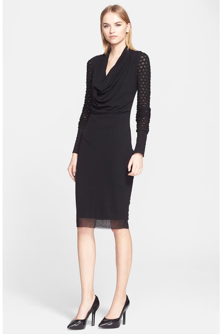 Jean Paul Gaultier Cowl Neck Long Sleeve Tulle Dress (Nordstrom Exclusive), Main, color, BLACK